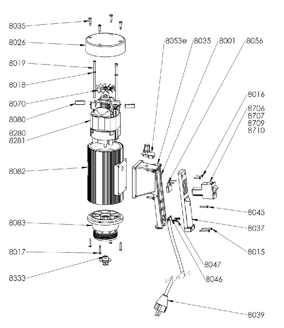 Запасные части Двигатель JP-280 с LVR и регулятором скорости