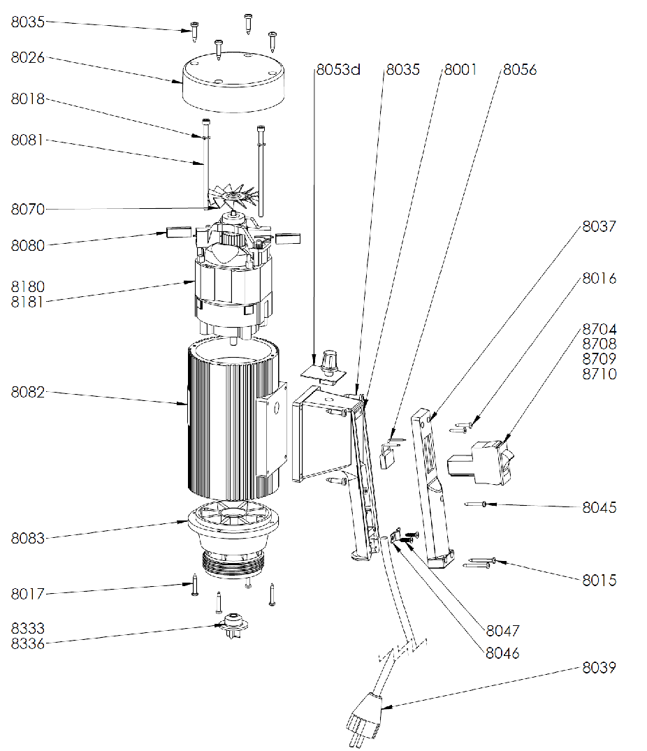 Запасные части Двигатель JP-180 с LVR и регулятором скорости